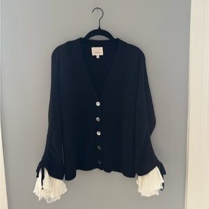 CINQ A SEPT atlas cardigan in black and ivory